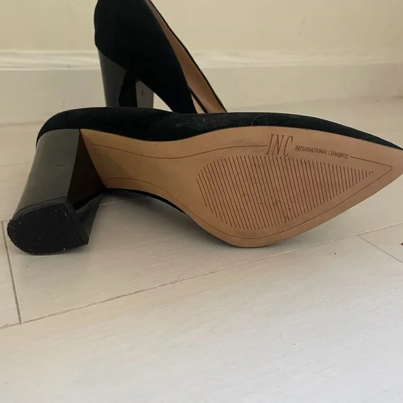 INC International Concepts Black Suede Heels - Picture 3 of 5
